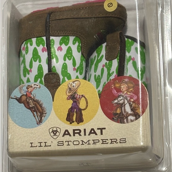 Ariat Other - Ariat Lil' Stompers Anaheim Cactus Print Baby Bootie Size 0 Pink Sole